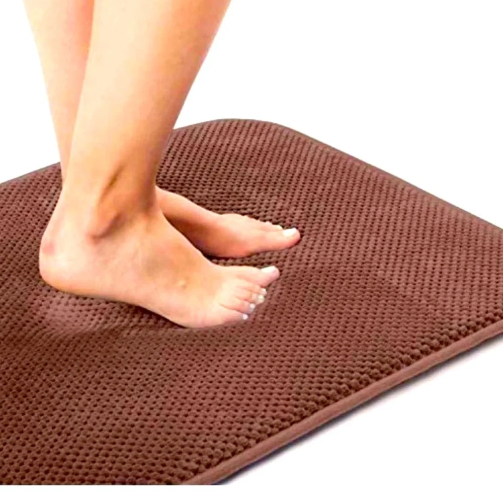 Absorbent Memory Foam Bath Mat, Non Slip Cozy Microfiber (17”x24”) Brown